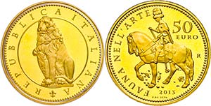 Italy 50 Euro, Gold, 2013, fauna in the ... 