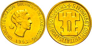 Luxemburg Goldmedaille (20 Francs), 1963, ... 