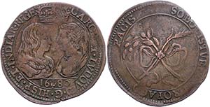 The Netherlands Chip, copper, 1680, Karl II. ... 