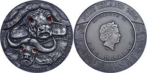 Niue 1 Dollar, 2014, Büffel, 1 Unze Silber, ... 