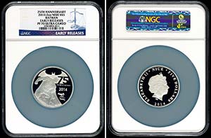 Niue 5 Dollars, 2 Ounce silver, 2014, Batman ... 