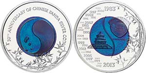 Palau 2 Dollars, 2013, 30 years panda, 999er ... 