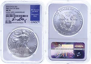 USA 1 Dollar, 2016, Silver Eagle, in Slab ... 