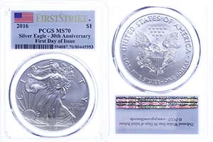 USA 1 Dollar, 2016, Silver Eagle, in Slab ... 