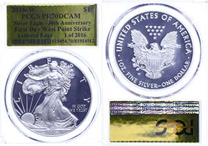USA 1 Dollar, 2016, W, Silver Eagle, in Slab ... 