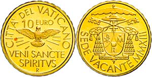 Vatikanstaat 10 Euro, Gold, 2013, Sede ... 