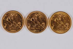 Sammlungen Goldmünzen GROßBRITANNIEN, 3 x ... 