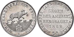 Anhalt-Bernburg  Thaler, 1862, AKS 17, J. ... 