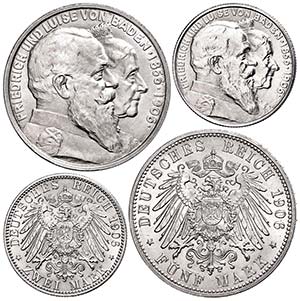 Baden  2 and 5 Mark, 1906, Frederick I, to ... 