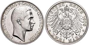 Sachsen-Coburg und Gotha  2 Mark, 1905, Carl ... 