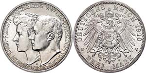 Saxony-Weimar-Eisenach  3 Mark, 1910, ... 