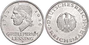Coins Weimar Republic  5 Reichmark, 1929, F, ... 