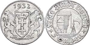 Coins German Areas  Gdansk, 5 Guilder, 1932, ... 