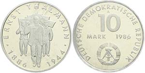 GDR  10 Mark, 1986, Thälmann, in uPVC ... 