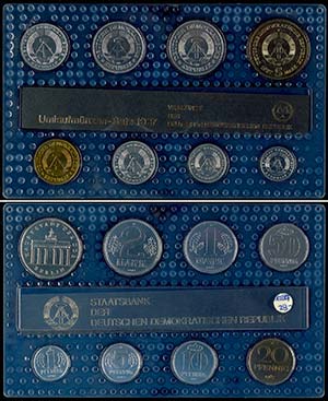 GDR Normal Use Coin Sets  1 penny to 5 Mark, ... 