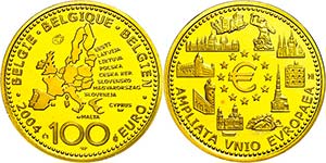 Belgien  100 Euro, Gold, 2004, Erweiterung ... 