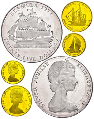 Münzen Bermudas  Set zu 25 Penny Silber und ... 
