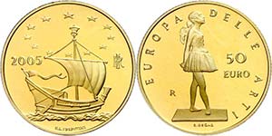 Italy  50 Euro, Gold, 2005, European art 3. ... 