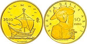 Italy  50 Euro, Gold, 2010, European art 8. ... 
