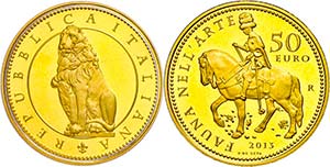 Italy  50 Euro, Gold, 2013, fauna in the ... 