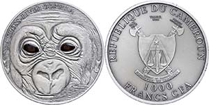 Cameroun  1.000 Franc, 2013, baby gorilla, 1 ... 