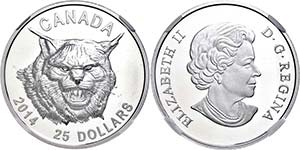 Canada  25 Dollars, 2014, Gideon, in Slab ... 
