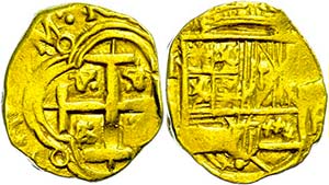 Kolumbien  2 Escudos, Gold, o.J. (ca. 1660), ... 