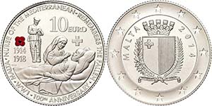 Malta  10 Euro, 2014, 100 Jahre I. ... 