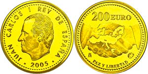 Spain  200 Euro, Gold, 2005, Juan Carlos I., ... 