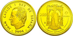 Spain  200 Euro, Gold, 2006, Juan Carlos I., ... 