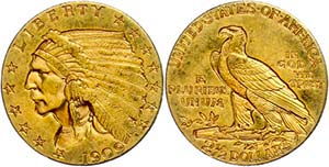 Coins USA  2 + Dollars, Gold, 1909, Indian ... 