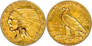Coins USA  2 + Dollars, Gold, 1915, Indian ... 