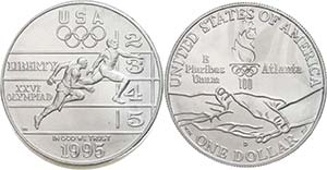 Coins USA  1 Dollar, silver, 1995, XXVI. ... 