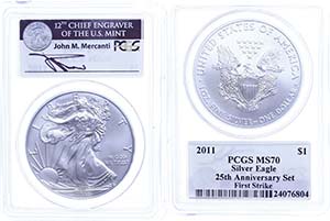 USA  1 Dollar, 2011, Silver Eagle, in Slab ... 