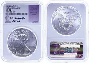 USA  1 Dollar, 2014, Silver Eagle, in Slab ... 