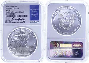 USA  1 Dollar, 2016, Silver Eagle, in Slab ... 