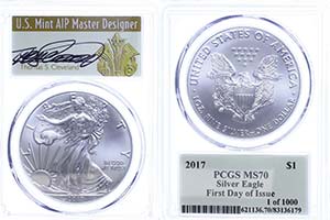 USA  1 Dollar, 2017, Silver Eagle, in Slab ... 