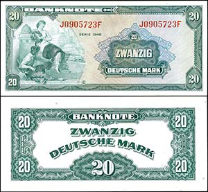 Geldscheine Bank deutscher Länder  20 ... 