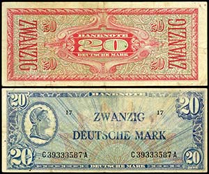 Geldscheine Bank deutscher Länder  20 ... 