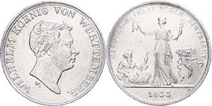 Württemberg Kronentaler, 1833, Wilhelm, AKS ... 