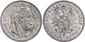 Prussia 2 Mark, 1876, B, Wilhelm I., ... 