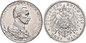 Prussia 3 Mark, 1913, Wilhelm II., ... 