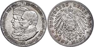 Saxony 5 Mark, 1909, Friedrich August III., ... 