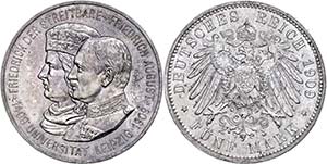 Sachsen 5 Mark, 1909, Friedrich August, 500 ... 