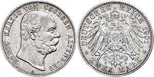 Saxony-Altenburg 2 Mark, 1901, Ernst I., ... 