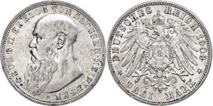 Sachsen-Meiningen 3 Mark, 1908, Georg II., ... 