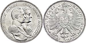 Saxony-Weimar-Eisenach 3 Mark, 1915, Wilhelm ... 
