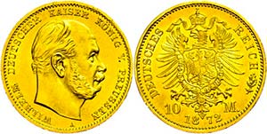 Prussia 10 Mark, 1872, A, Wilhelm I., ... 