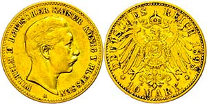 Prussia 10 Mark, 1898, Wilhelm II., tiny ... 