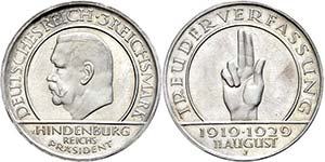 Münzen Weimar 3 Reichsmark, 1929, J, ... 